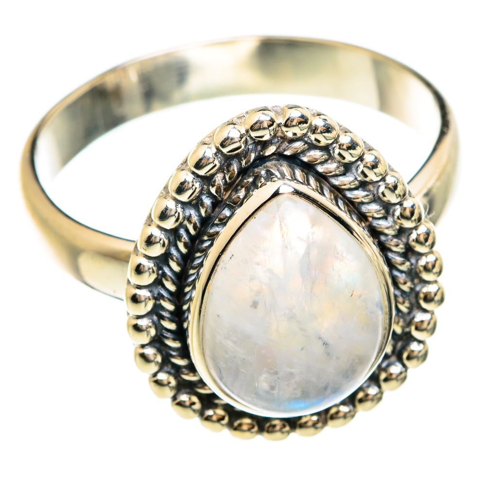Rainbow Moonstone Rings handcrafted by Ana Silver Co - RING74638