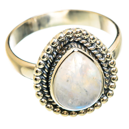 Rainbow Moonstone Rings handcrafted by Ana Silver Co - RING74638
