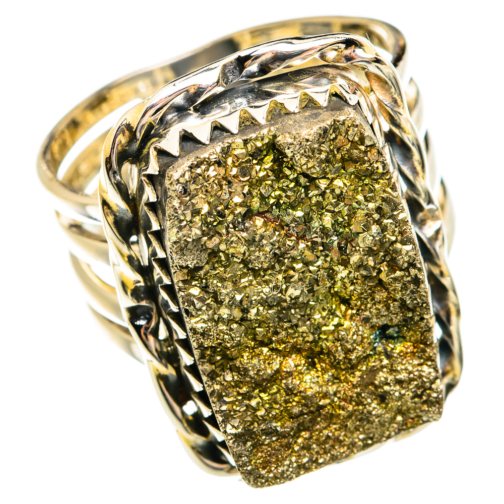 Spectro Pyrite Druzy Rings handcrafted by Ana Silver Co - RING74665