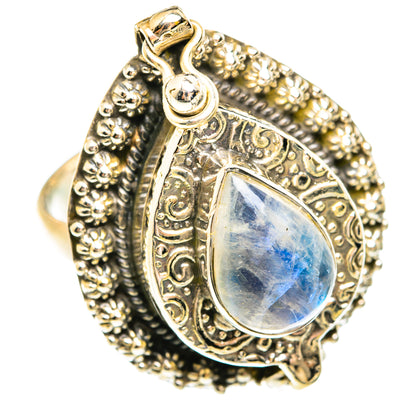 Rainbow Moonstone Rings handcrafted by Ana Silver Co - RING74669