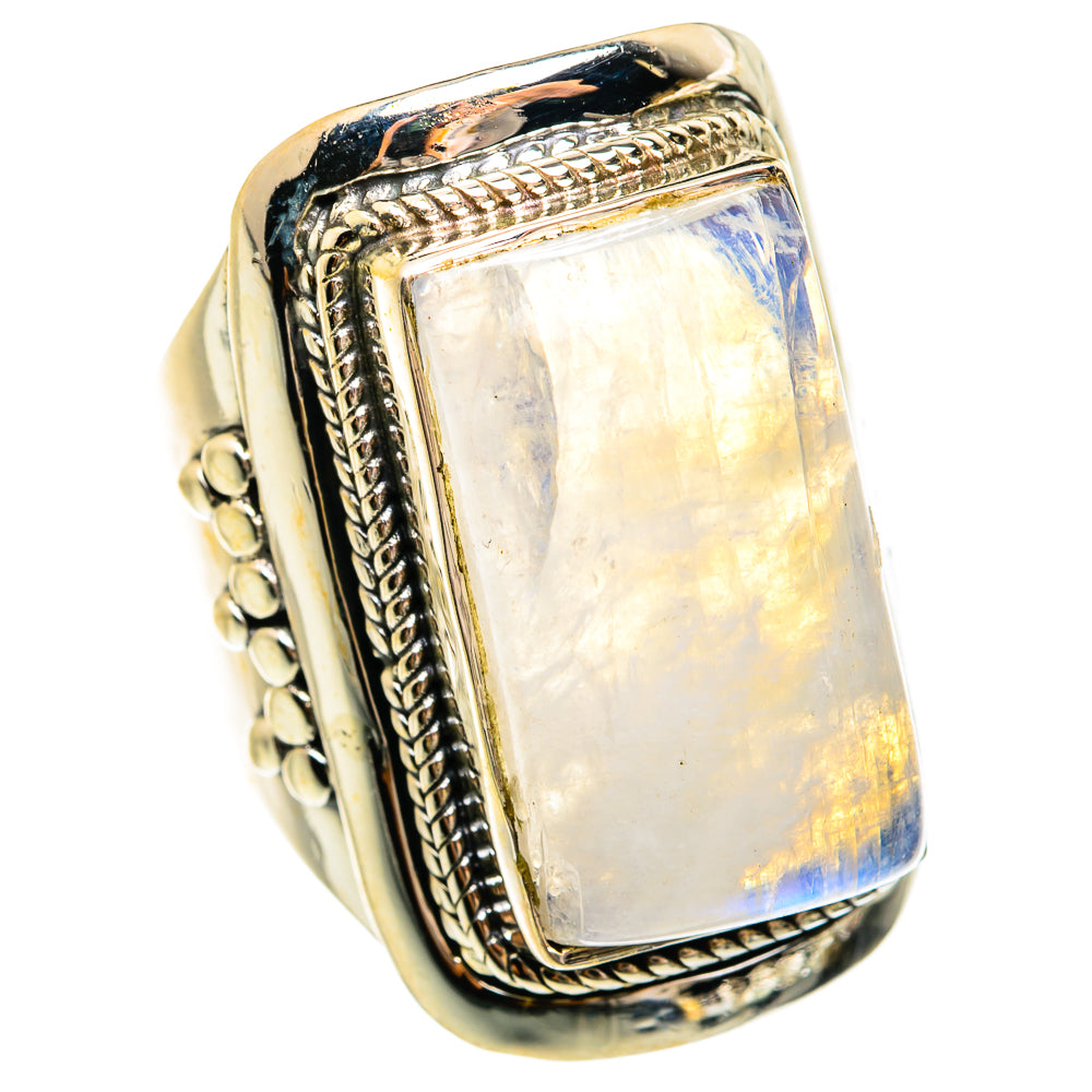 Rainbow Moonstone Rings handcrafted by Ana Silver Co - RING74671
