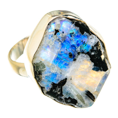 Rainbow Moonstone Rings handcrafted by Ana Silver Co - RING74672