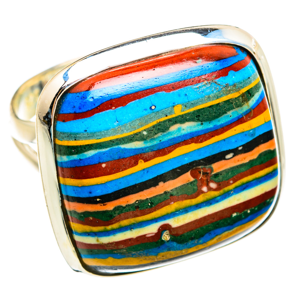 Rainbow Calsilica Rings handcrafted by Ana Silver Co - RING74676