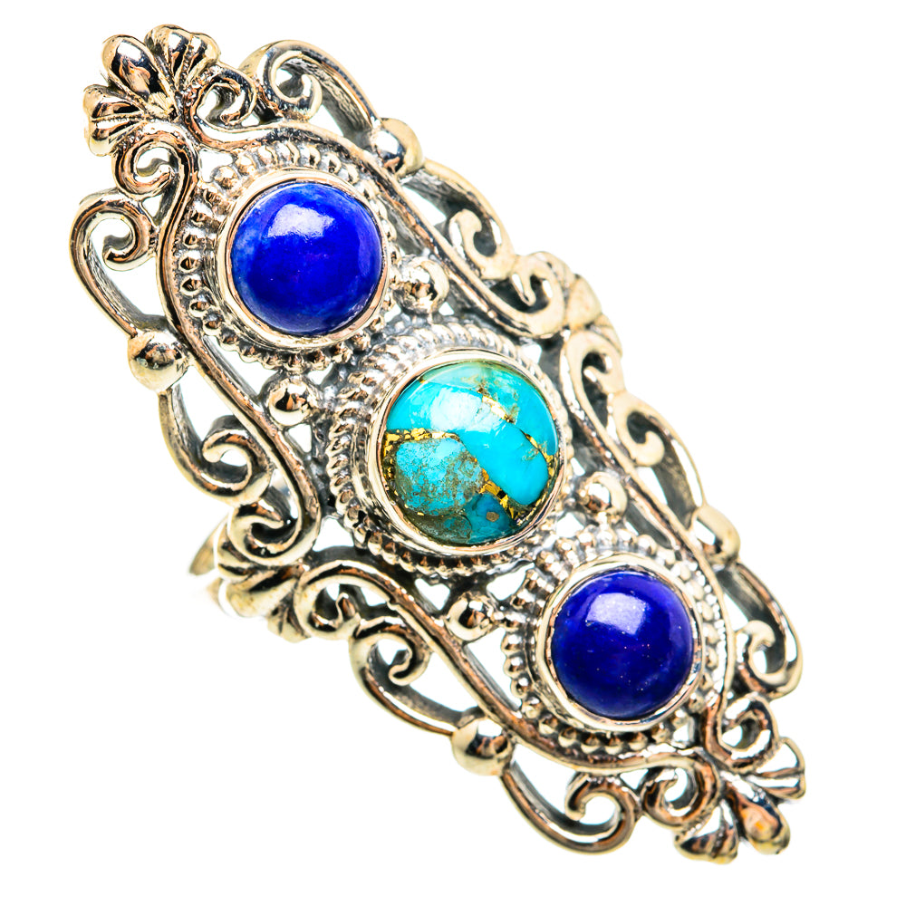 Blue Copper Composite Turquoise Rings handcrafted by Ana Silver Co - RING74684