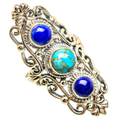 Blue Copper Composite Turquoise Rings handcrafted by Ana Silver Co - RING74684