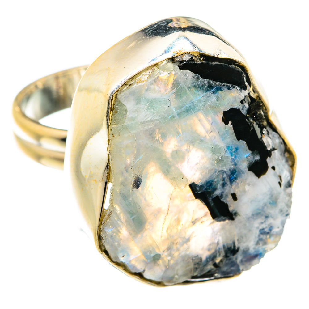Rainbow Moonstone Rings handcrafted by Ana Silver Co - RING74710
