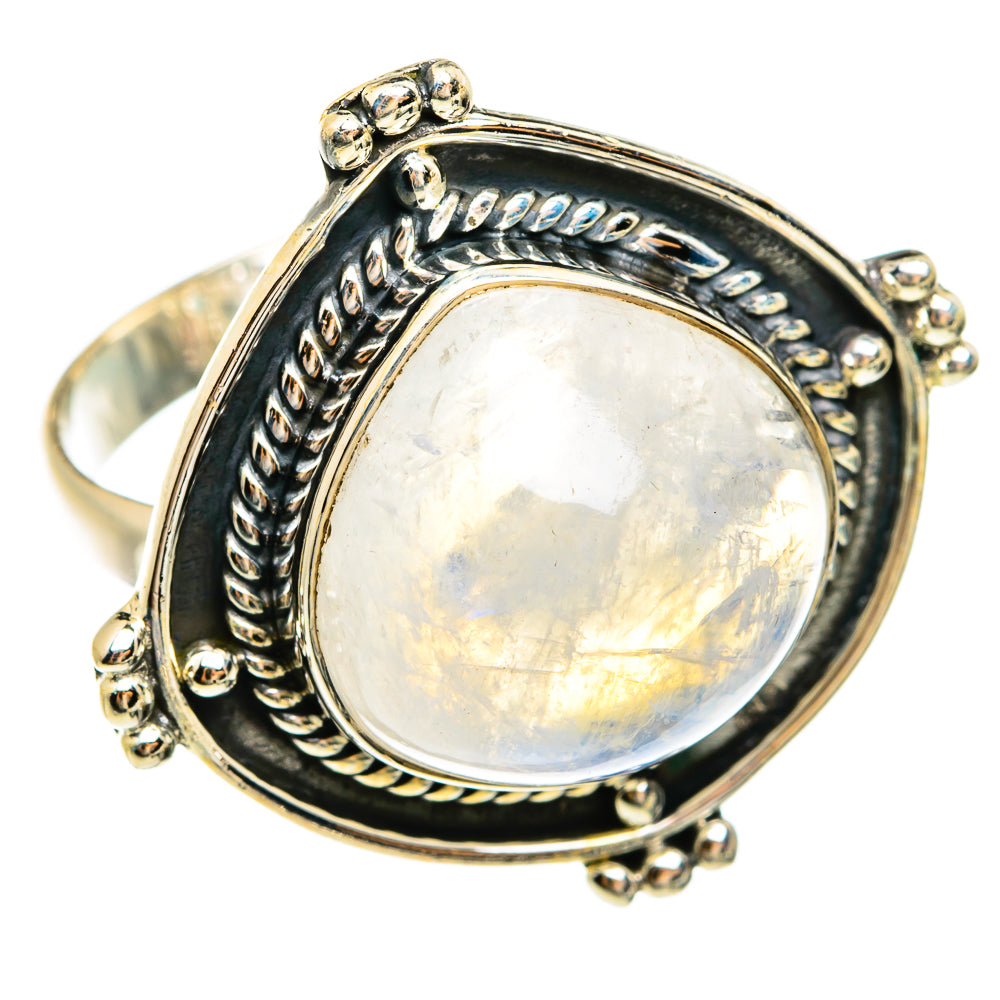 Rainbow Moonstone Rings handcrafted by Ana Silver Co - RING74711