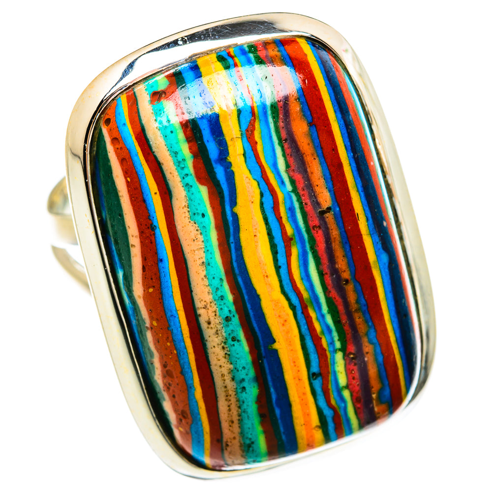 Rainbow Calsilica Rings handcrafted by Ana Silver Co - RING74713