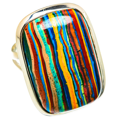 Rainbow Calsilica Rings handcrafted by Ana Silver Co - RING74713