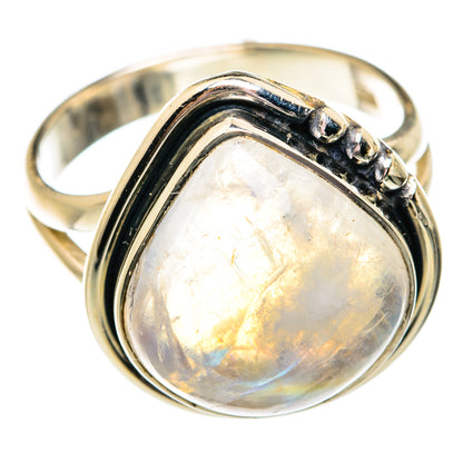 Rainbow Moonstone Rings handcrafted by Ana Silver Co - RING74747