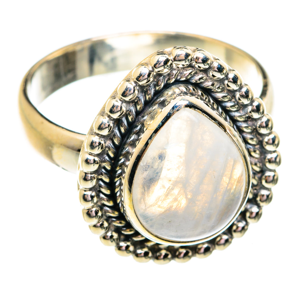 Rainbow Moonstone Rings handcrafted by Ana Silver Co - RING74797