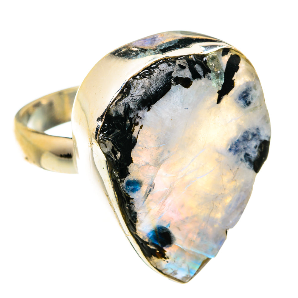 Rainbow Moonstone Rings handcrafted by Ana Silver Co - RING74846