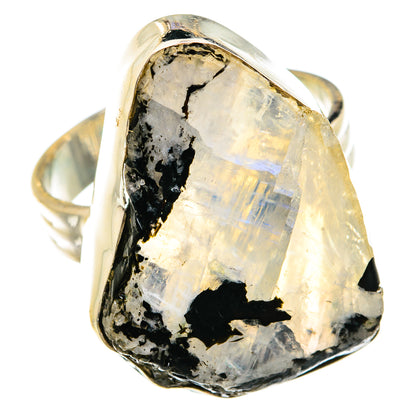 Rainbow Moonstone Rings handcrafted by Ana Silver Co - RING74865