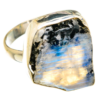 Rainbow Moonstone Rings handcrafted by Ana Silver Co - RING74880