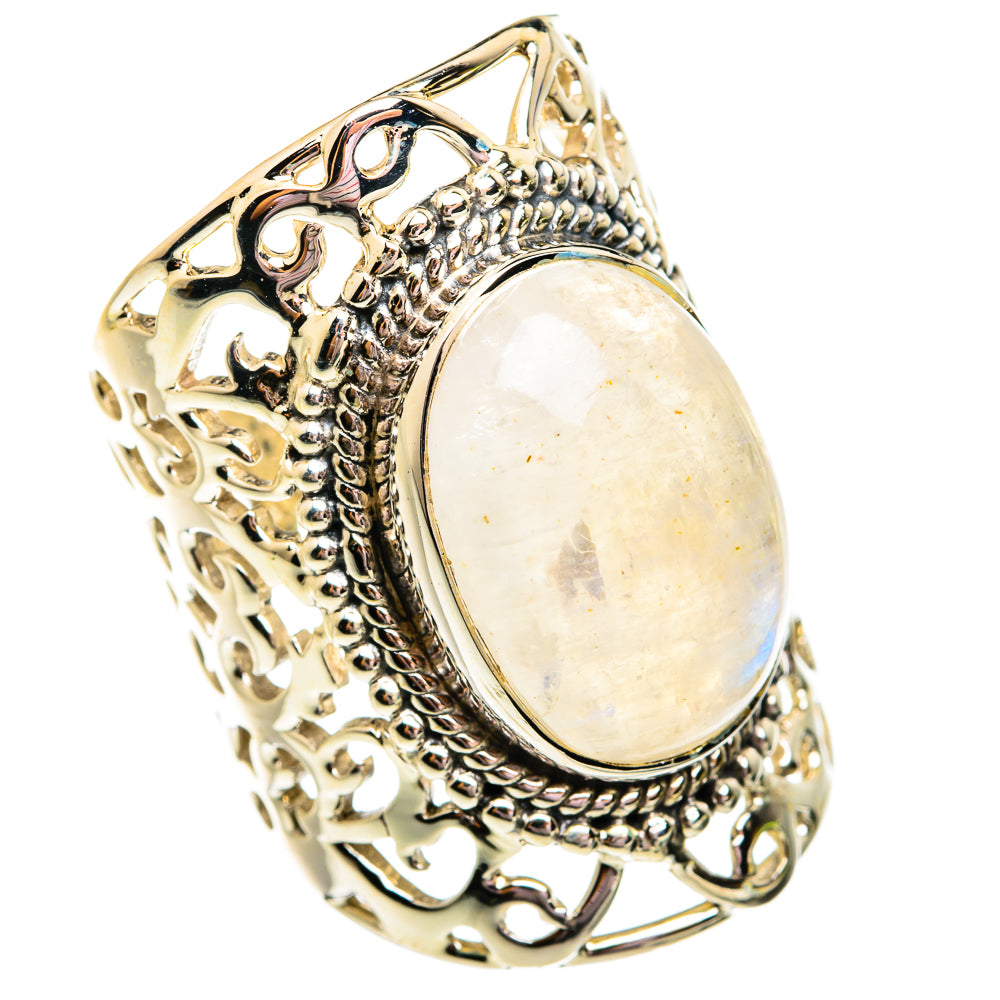 Rainbow Moonstone Rings handcrafted by Ana Silver Co - RING74934