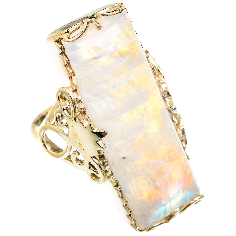 Rainbow Moonstone Rings handcrafted by Ana Silver Co - RING74935