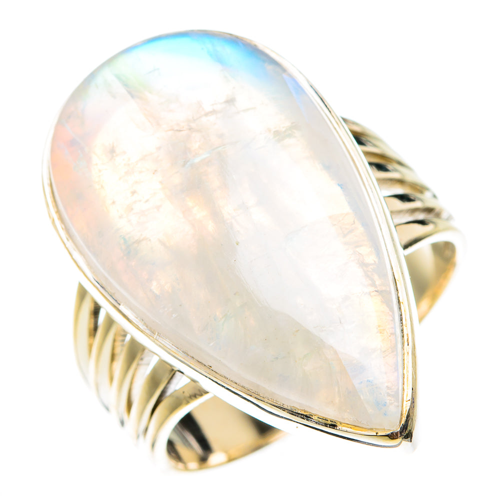 Rainbow Moonstone Rings handcrafted by Ana Silver Co - RING74937