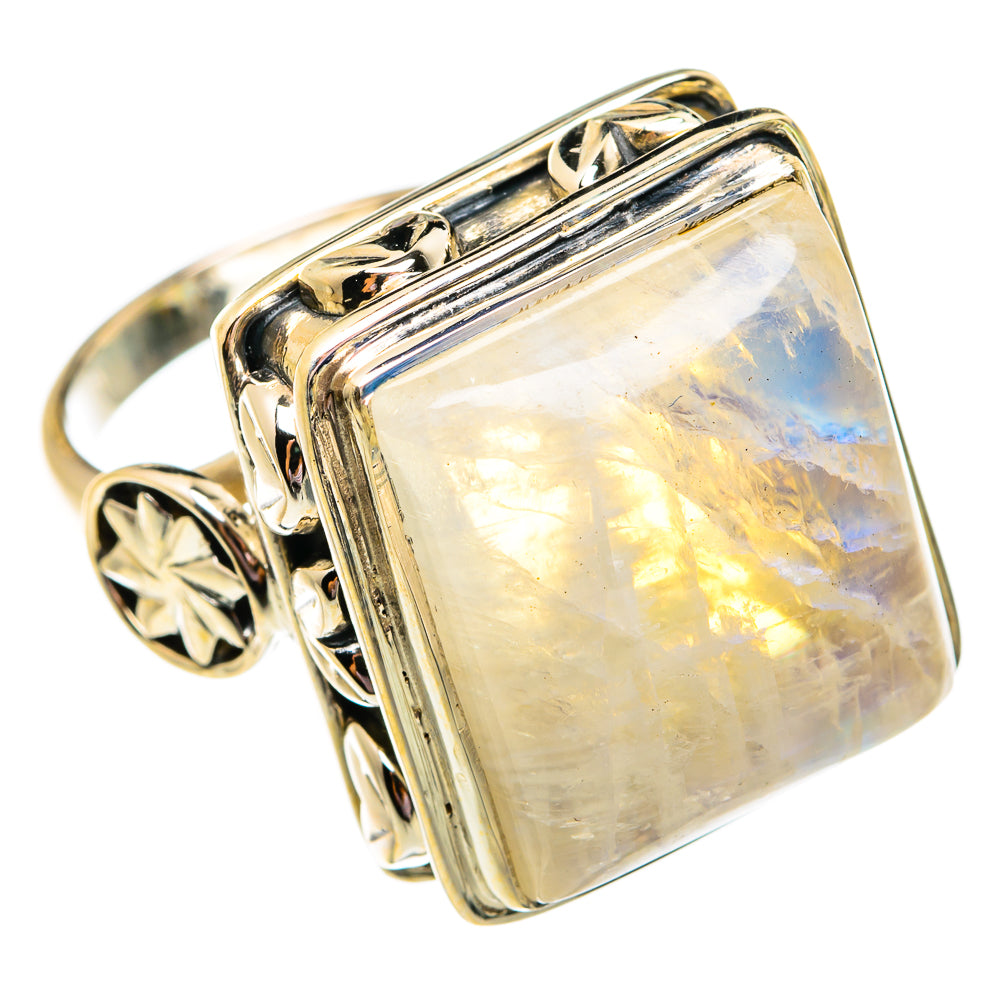 Rainbow Moonstone Rings handcrafted by Ana Silver Co - RING74938