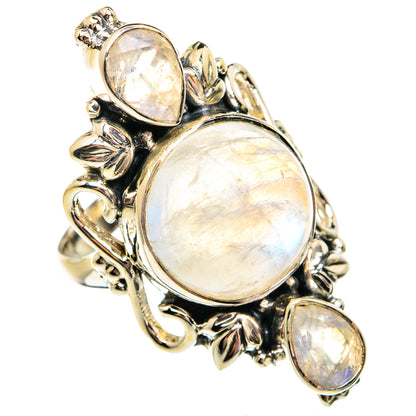 Rainbow Moonstone Rings handcrafted by Ana Silver Co - RING74940
