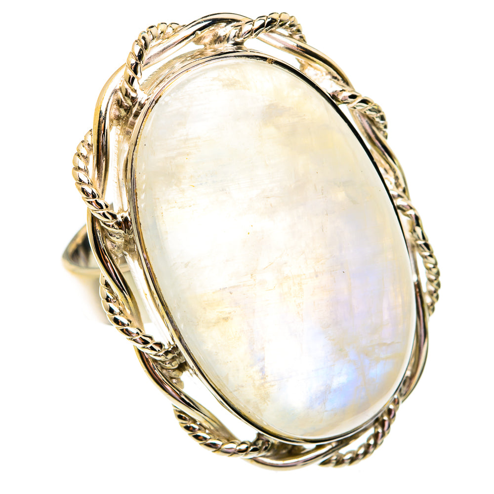 Rainbow Moonstone Rings handcrafted by Ana Silver Co - RING74941