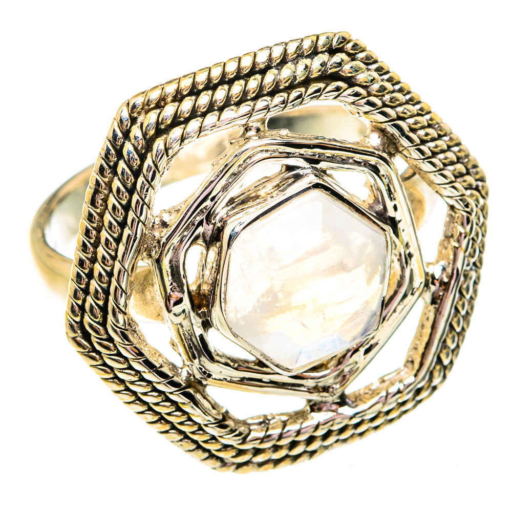 Rainbow Moonstone Rings handcrafted by Ana Silver Co - RING74942