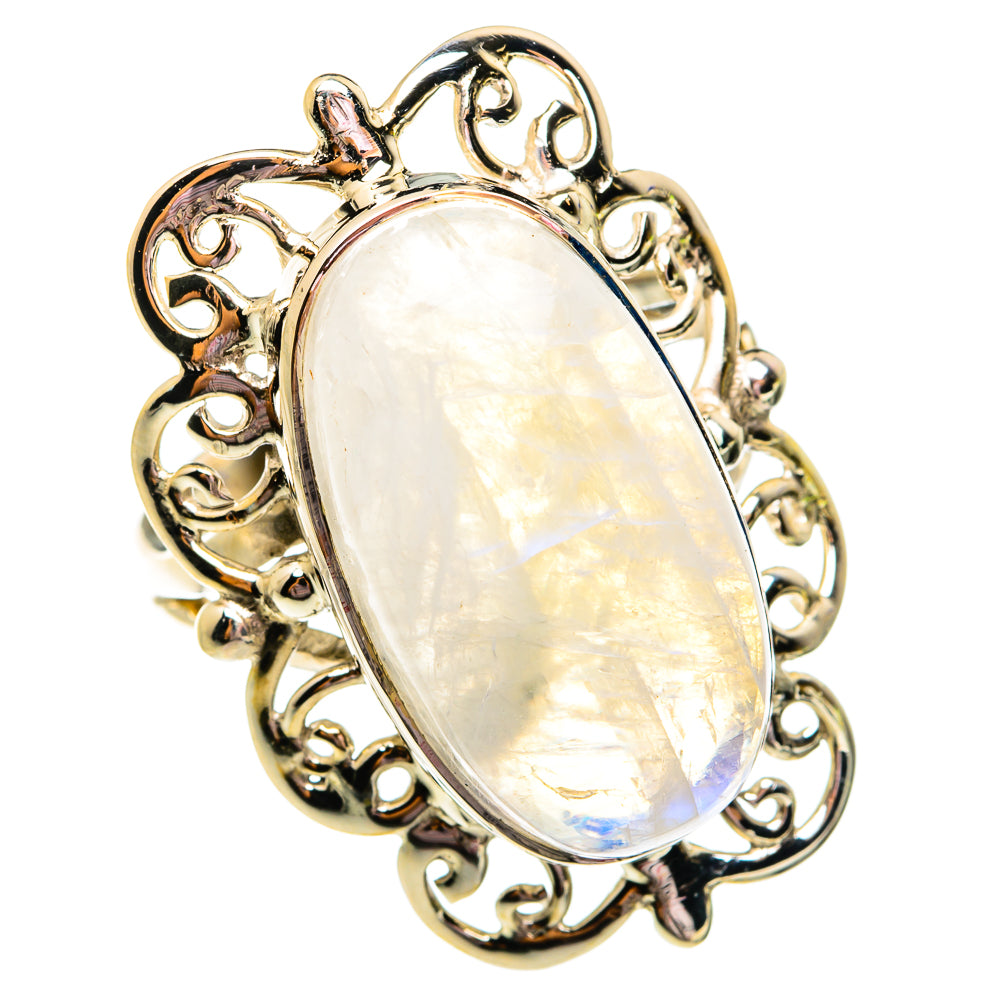 Rainbow Moonstone Rings handcrafted by Ana Silver Co - RING74972