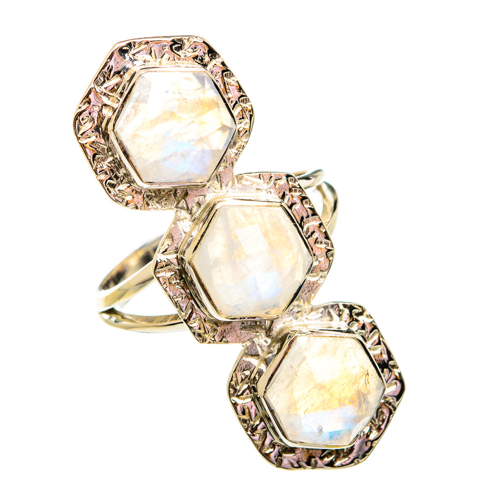 Rainbow Moonstone Rings handcrafted by Ana Silver Co - RING74974