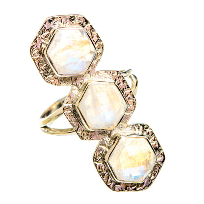 Rainbow Moonstone Rings handcrafted by Ana Silver Co - RING74974