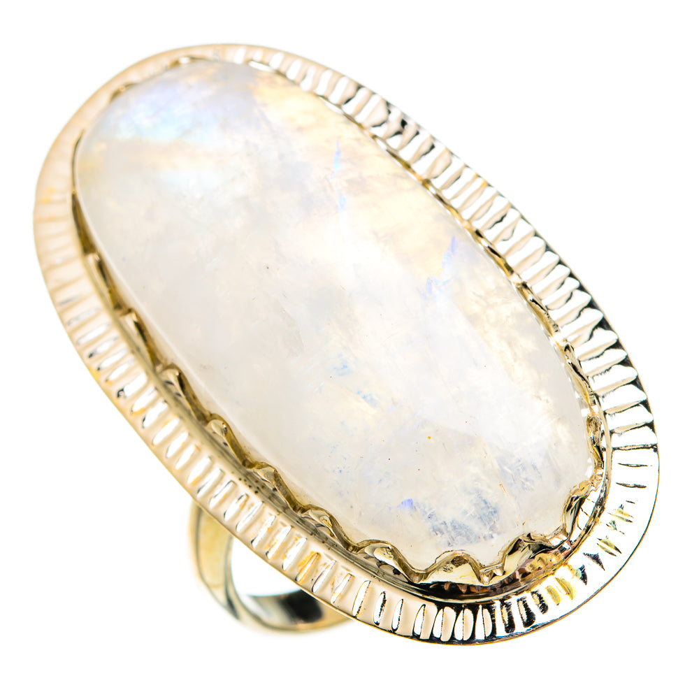 Rainbow Moonstone Rings handcrafted by Ana Silver Co - RING74975