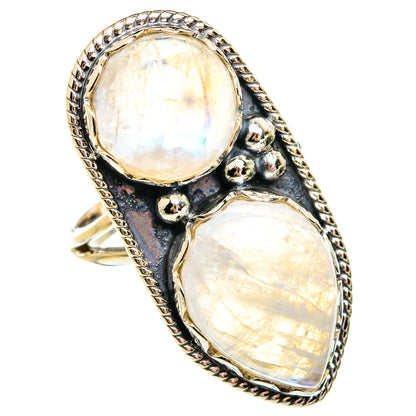 Rainbow Moonstone Rings handcrafted by Ana Silver Co - RING74977