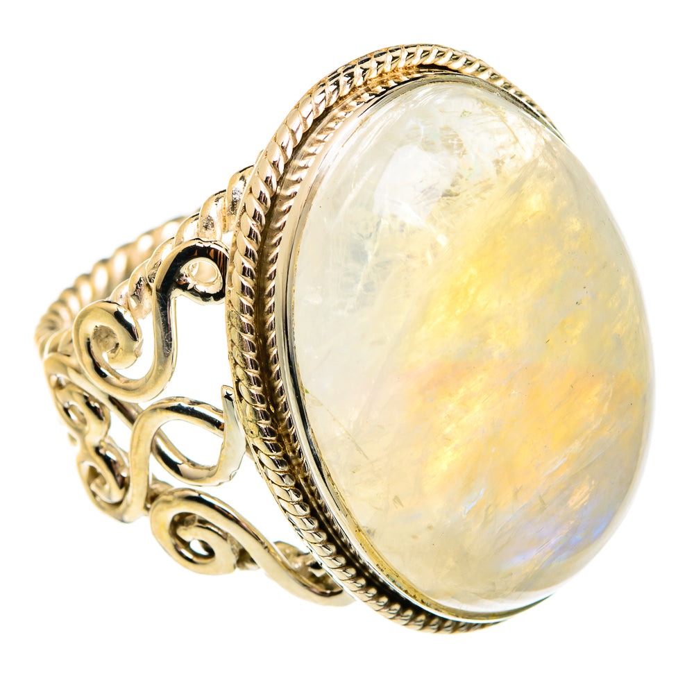 Rainbow Moonstone Rings handcrafted by Ana Silver Co - RING74980