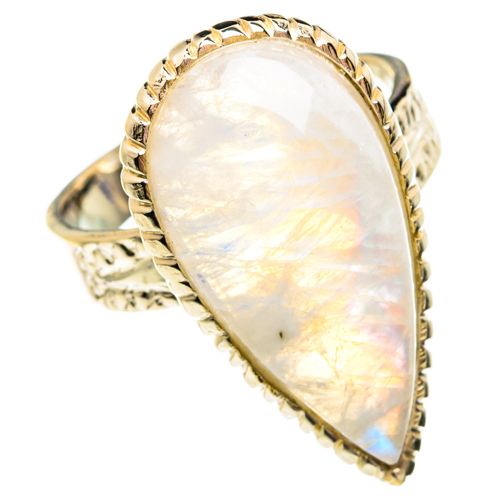 Rainbow Moonstone Rings handcrafted by Ana Silver Co - RING75005
