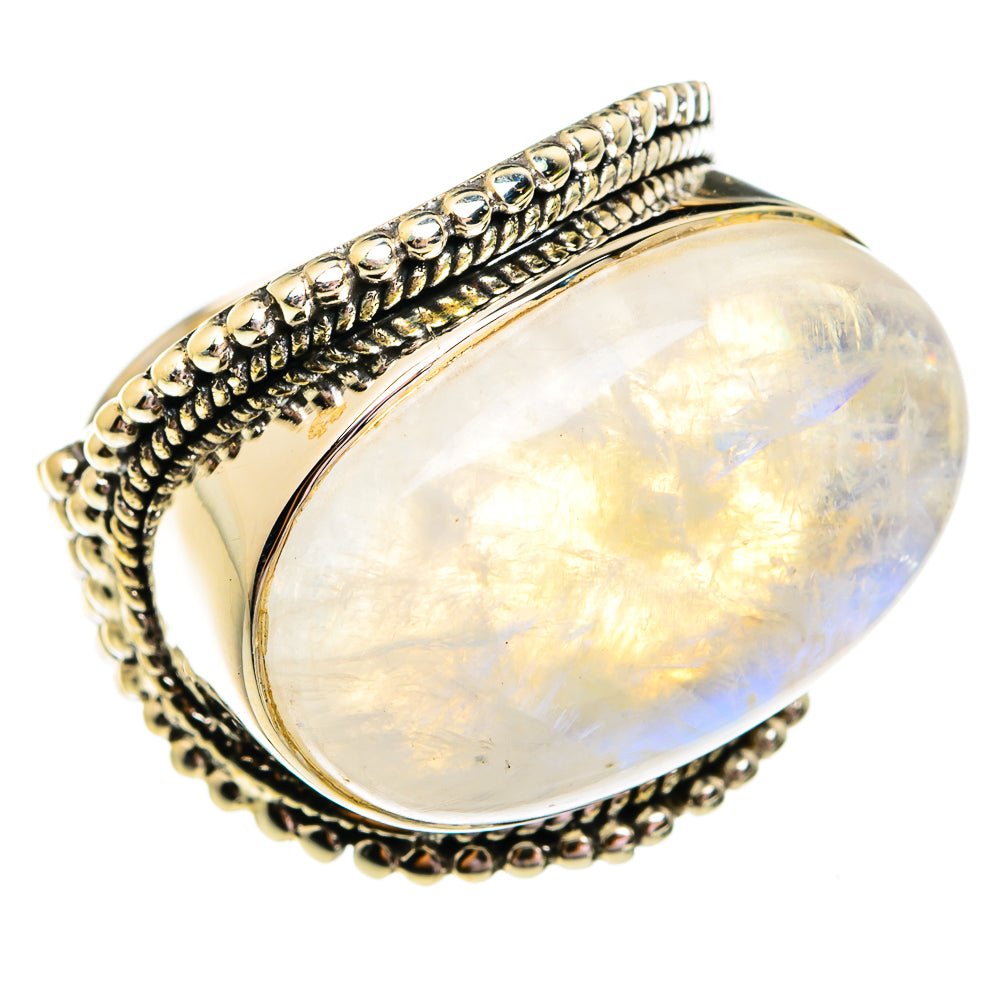 Rainbow Moonstone Rings handcrafted by Ana Silver Co - RING75007