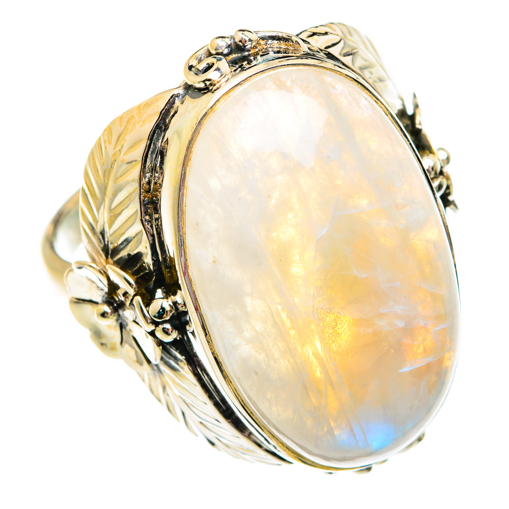 Rainbow Moonstone Rings handcrafted by Ana Silver Co - RING75008
