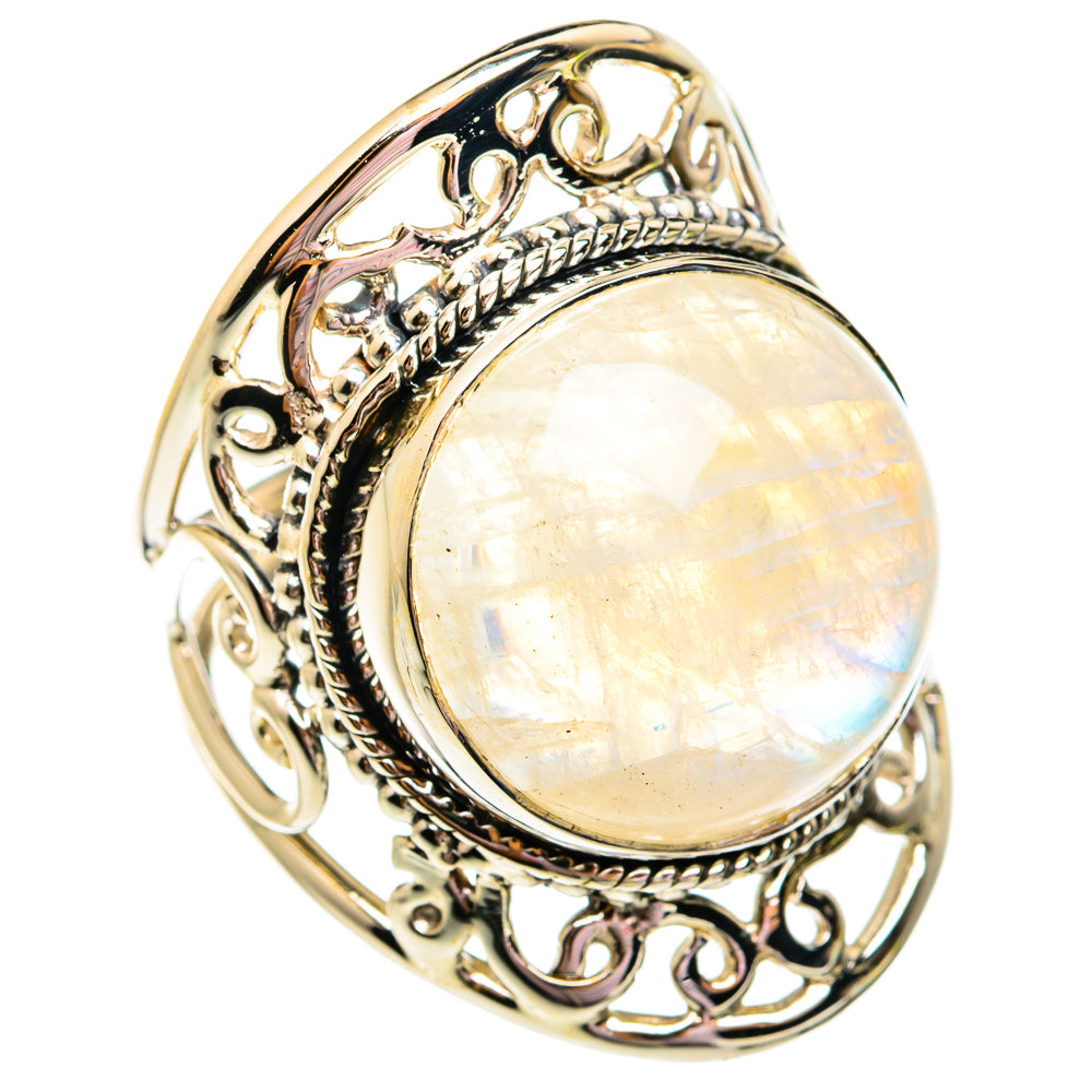 Rainbow Moonstone Rings handcrafted by Ana Silver Co - RING75009
