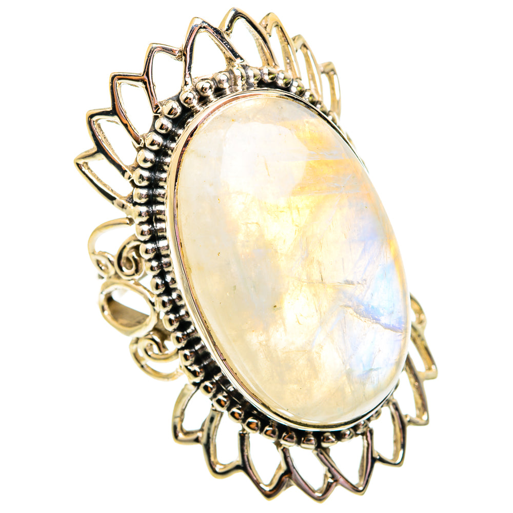 Rainbow Moonstone Rings handcrafted by Ana Silver Co - RING75012