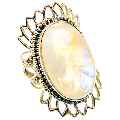 Rainbow Moonstone Rings handcrafted by Ana Silver Co - RING75012