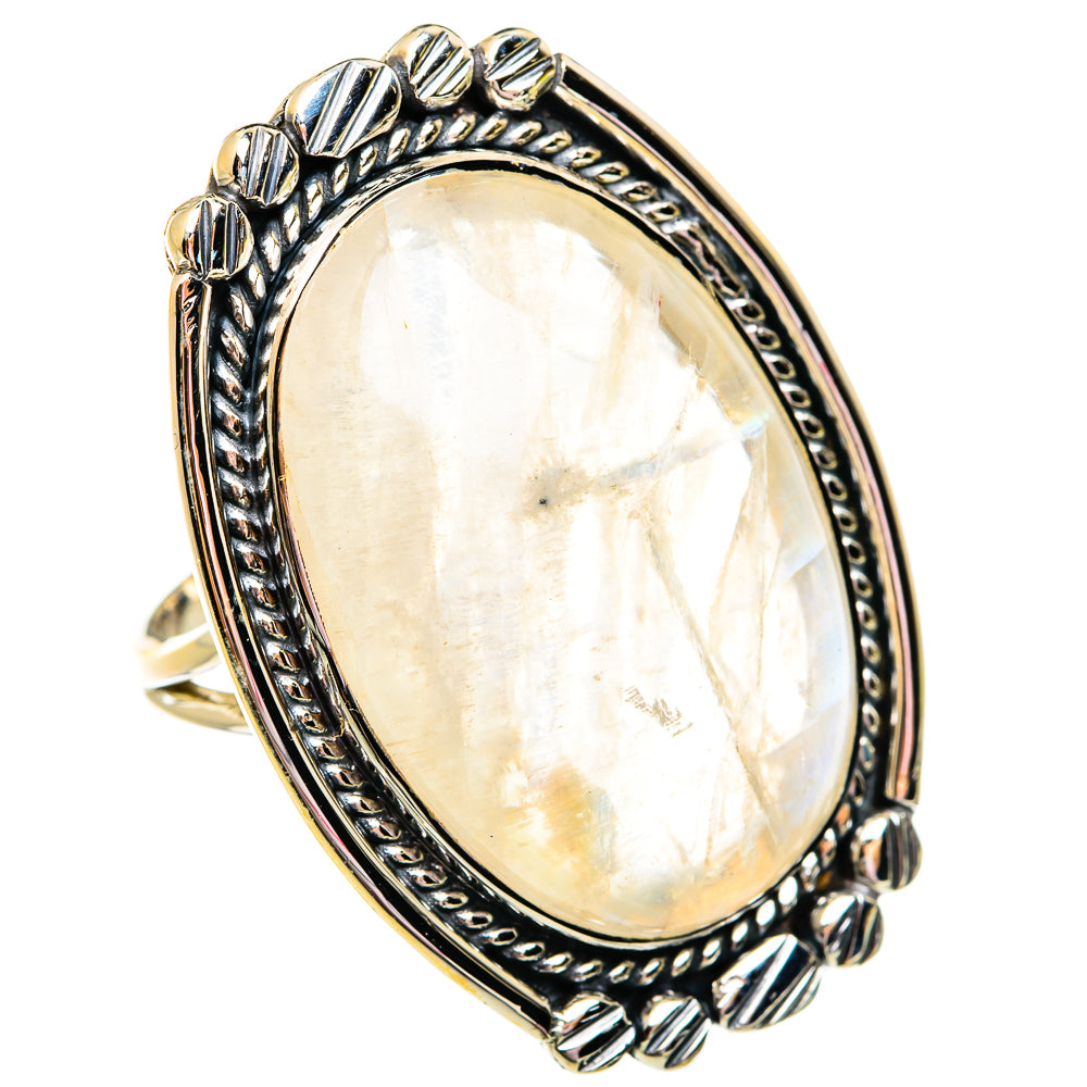 Rainbow Moonstone Rings handcrafted by Ana Silver Co - RING75013