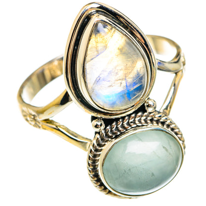 Rainbow Moonstone Rings handcrafted by Ana Silver Co - RING75049