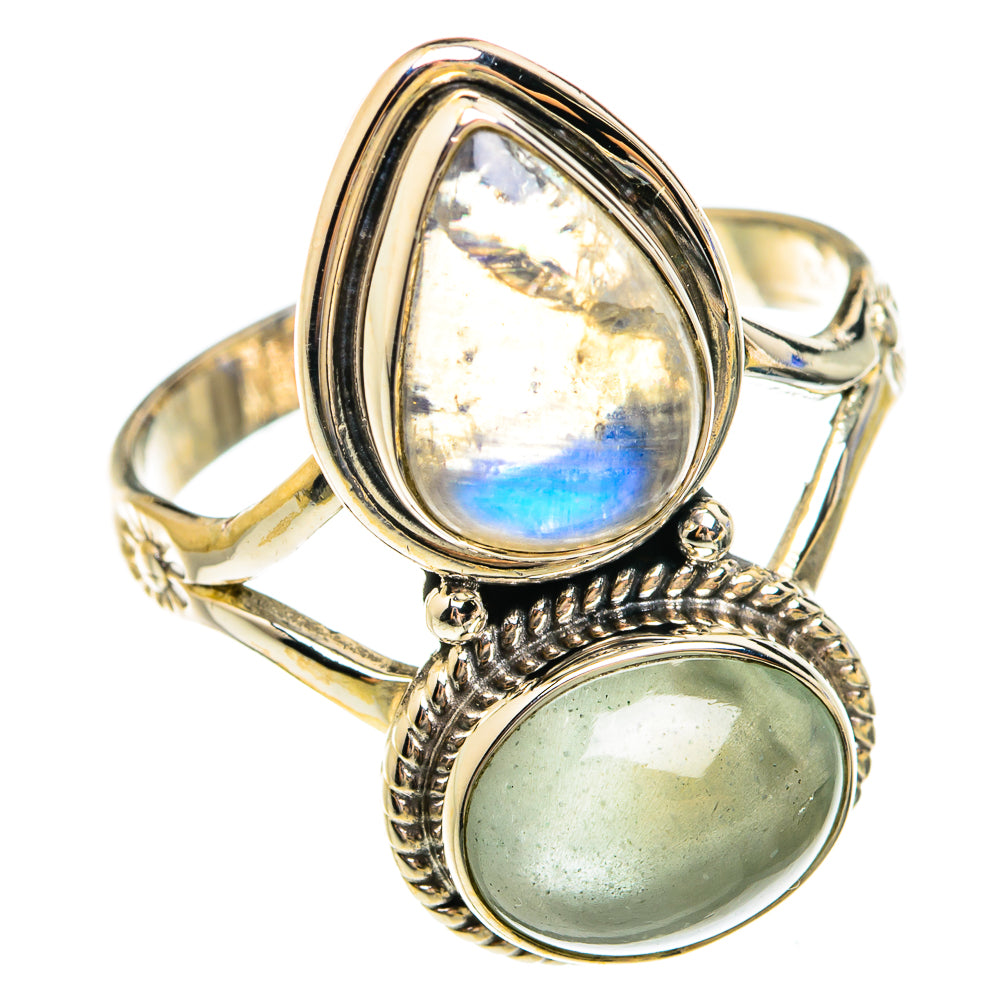 Rainbow Moonstone Rings handcrafted by Ana Silver Co - RING75079