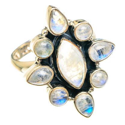 Rainbow Moonstone Rings handcrafted by Ana Silver Co - RING75161