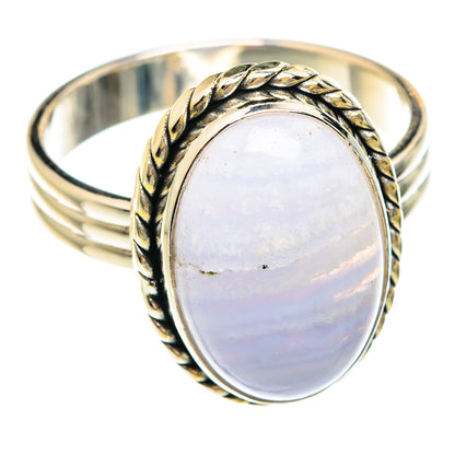 Blue Lace Agate Rings handcrafted by Ana Silver Co - RING75163