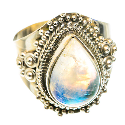 Rainbow Moonstone Rings handcrafted by Ana Silver Co - RING75189