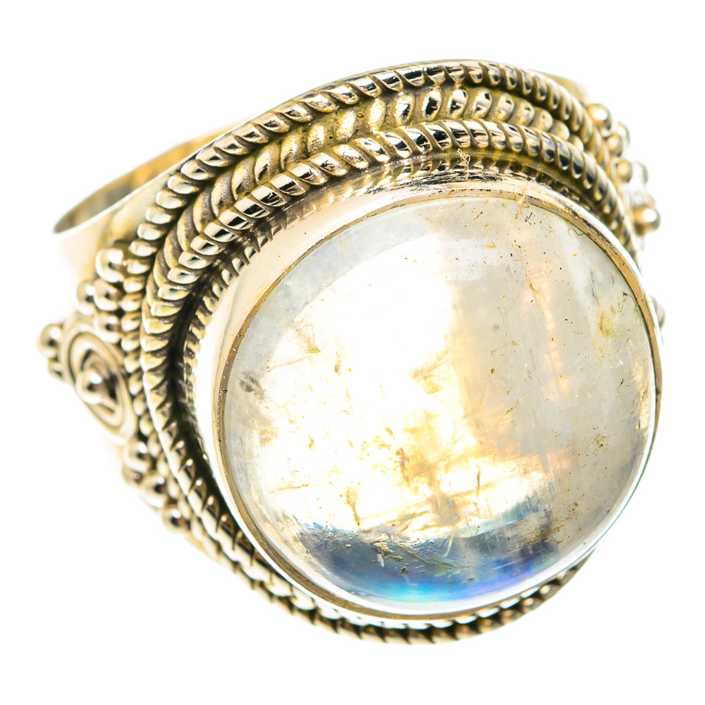 Rainbow Moonstone Rings handcrafted by Ana Silver Co - RING75216