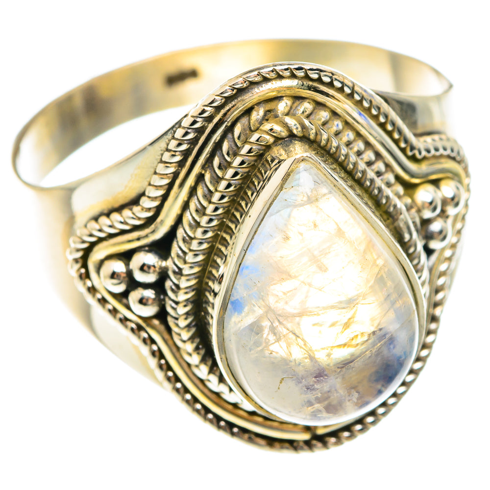 Rainbow Moonstone Rings handcrafted by Ana Silver Co - RING75217