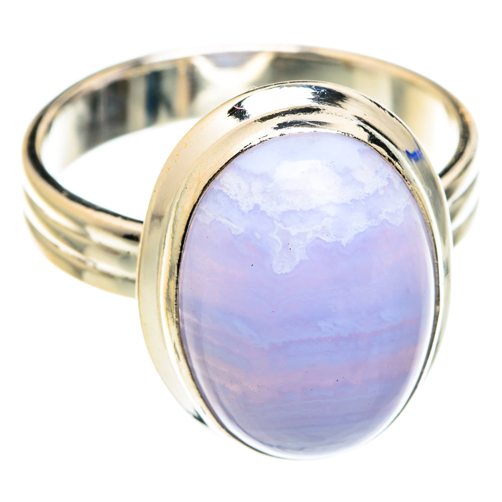 Blue Lace Agate Rings handcrafted by Ana Silver Co - RING75218