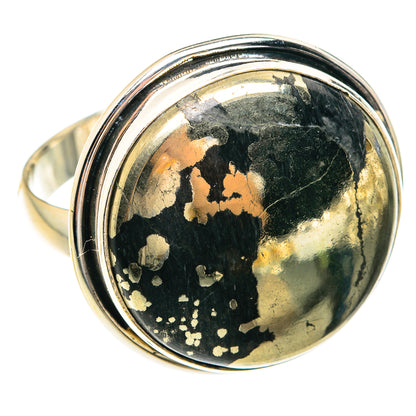Pyrite In Black Onyx Rings handcrafted by Ana Silver Co - RING75241