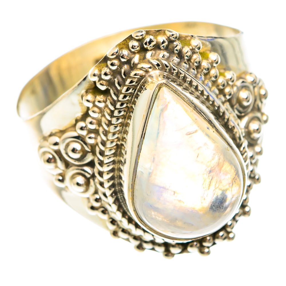 Rainbow Moonstone Rings handcrafted by Ana Silver Co - RING75268