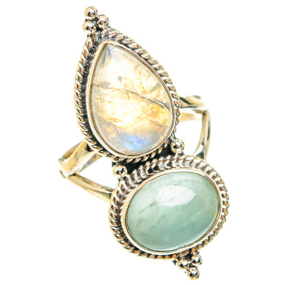 Rainbow Moonstone Rings handcrafted by Ana Silver Co - RING75343