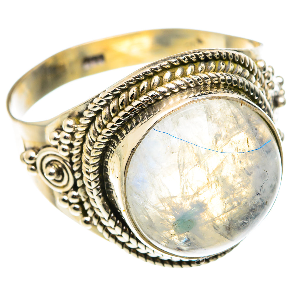 Rainbow Moonstone Rings handcrafted by Ana Silver Co - RING75389